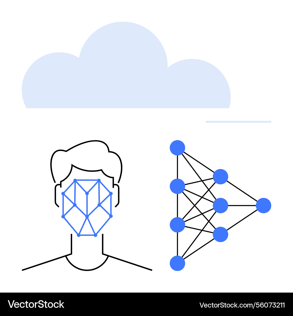 Facial recognition and neural network concept Facial recognition and neural network concept vector image