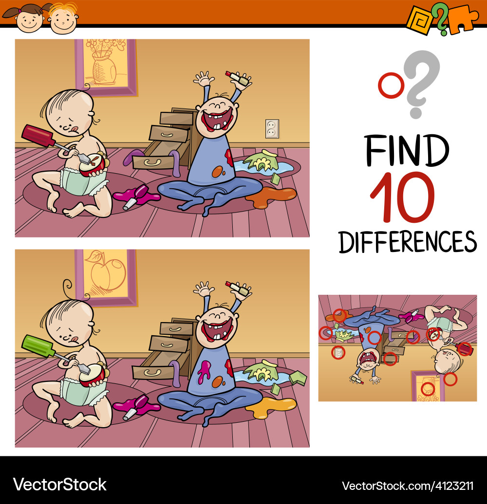 Finding differences game cartoon vector image