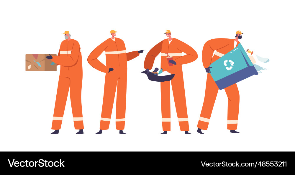 Garbage processing worker characters collect sort Garbage processing worker characters collect sort Vector Image