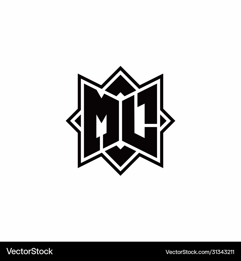 Ml monogram logo with square rotate style outline Vector Image