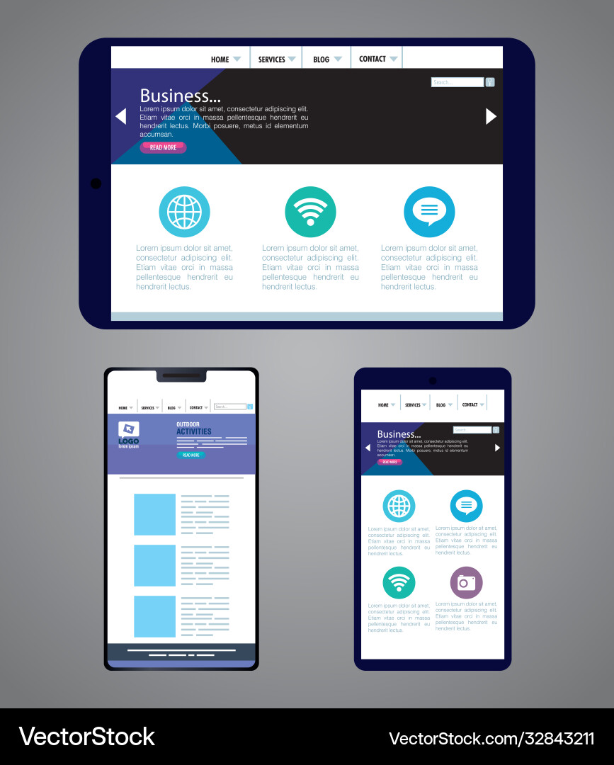 Mockup responsive web concept website development Mockup responsive web concept website development Vector Image