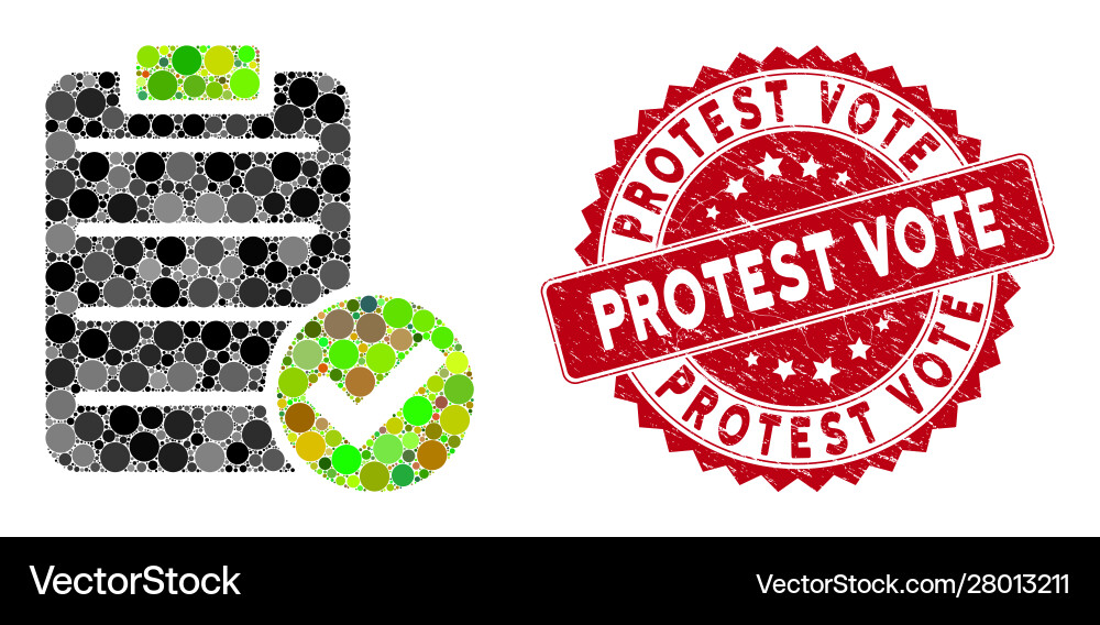 Mosaic approve list with textured protest vote Mosaic approve list with textured protest vote vector image