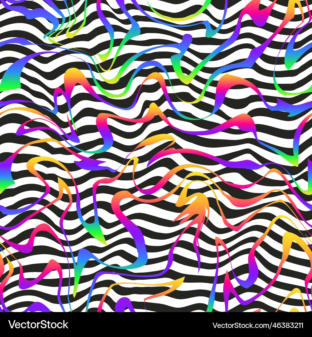 Rainbow gradient wavy lines seamless pattern Rainbow gradient wavy lines seamless pattern vector image