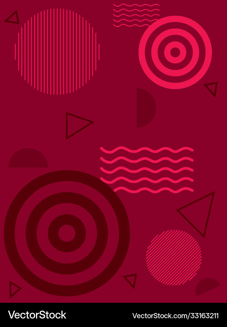 Red background with circular and abstract shapes vector image