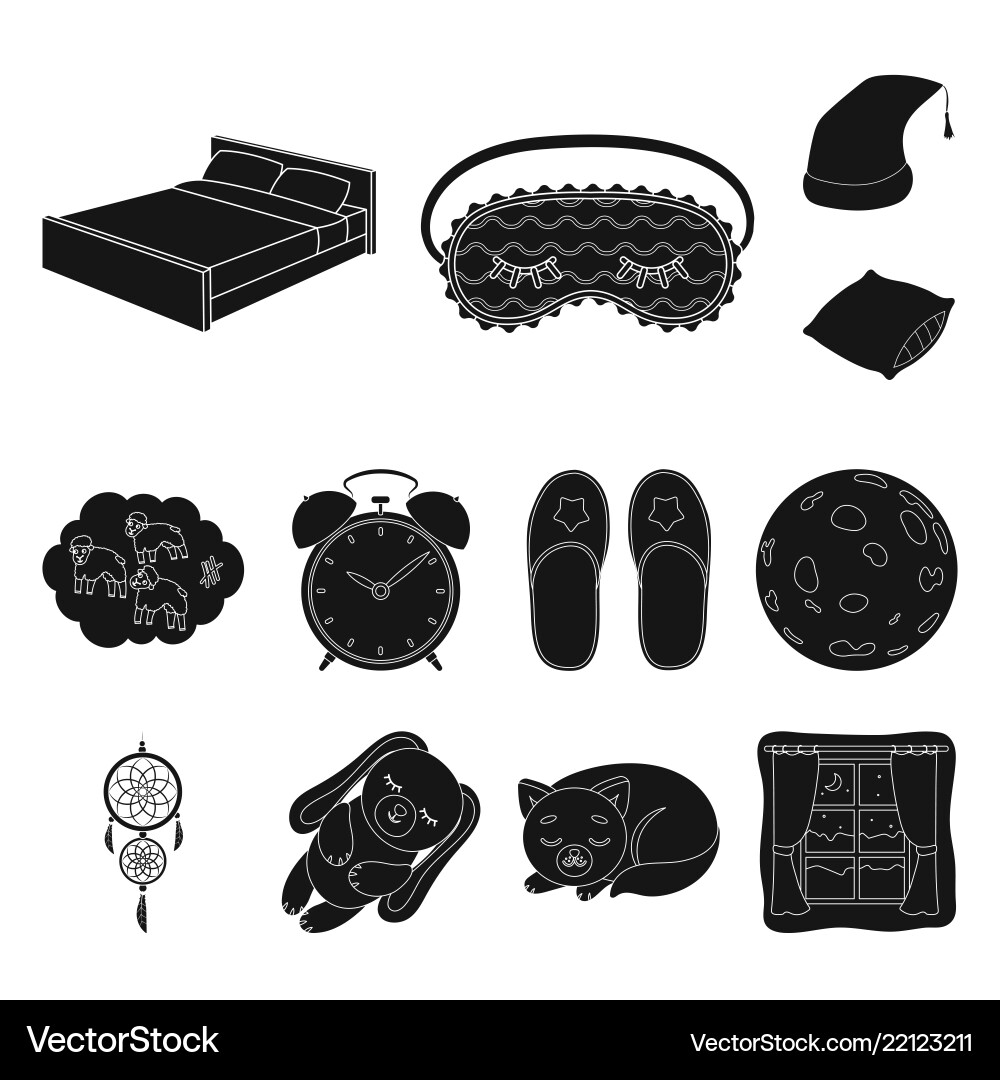 Rest and sleep black icons in set collection Rest and sleep black icons in set collection vector image