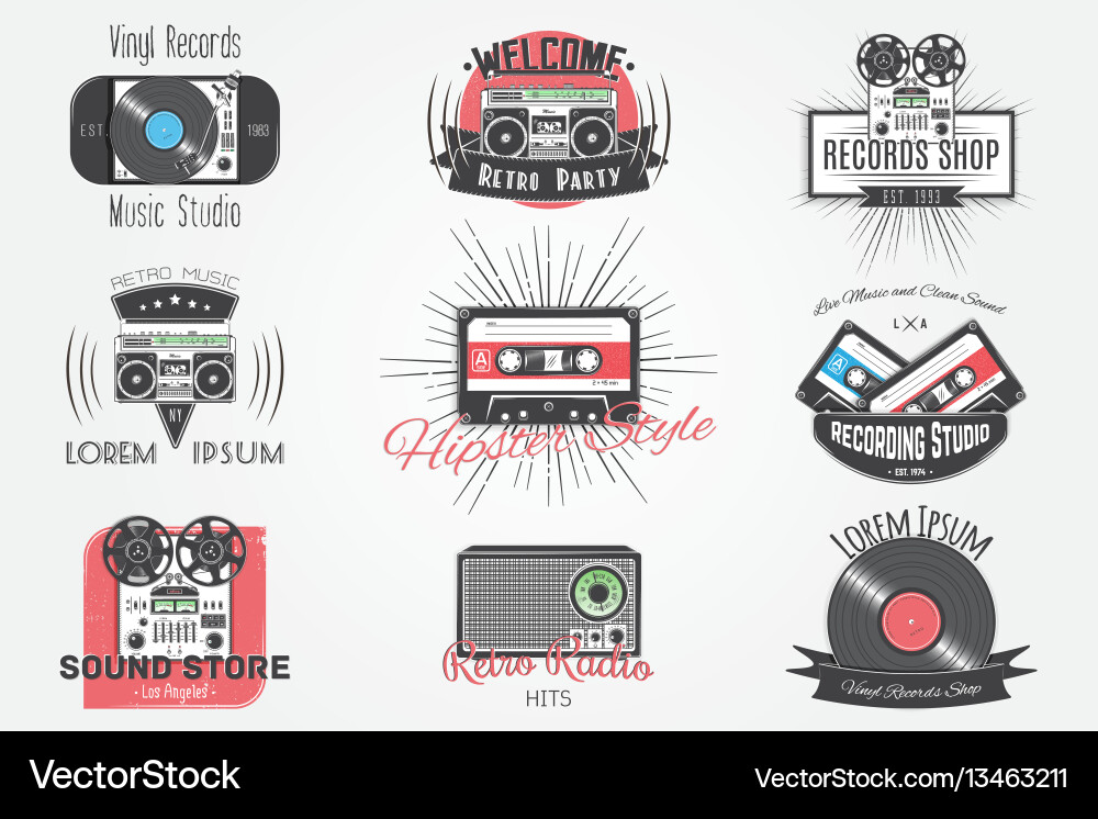 Retro Music Labels & Badges Royalty Free Vector Image