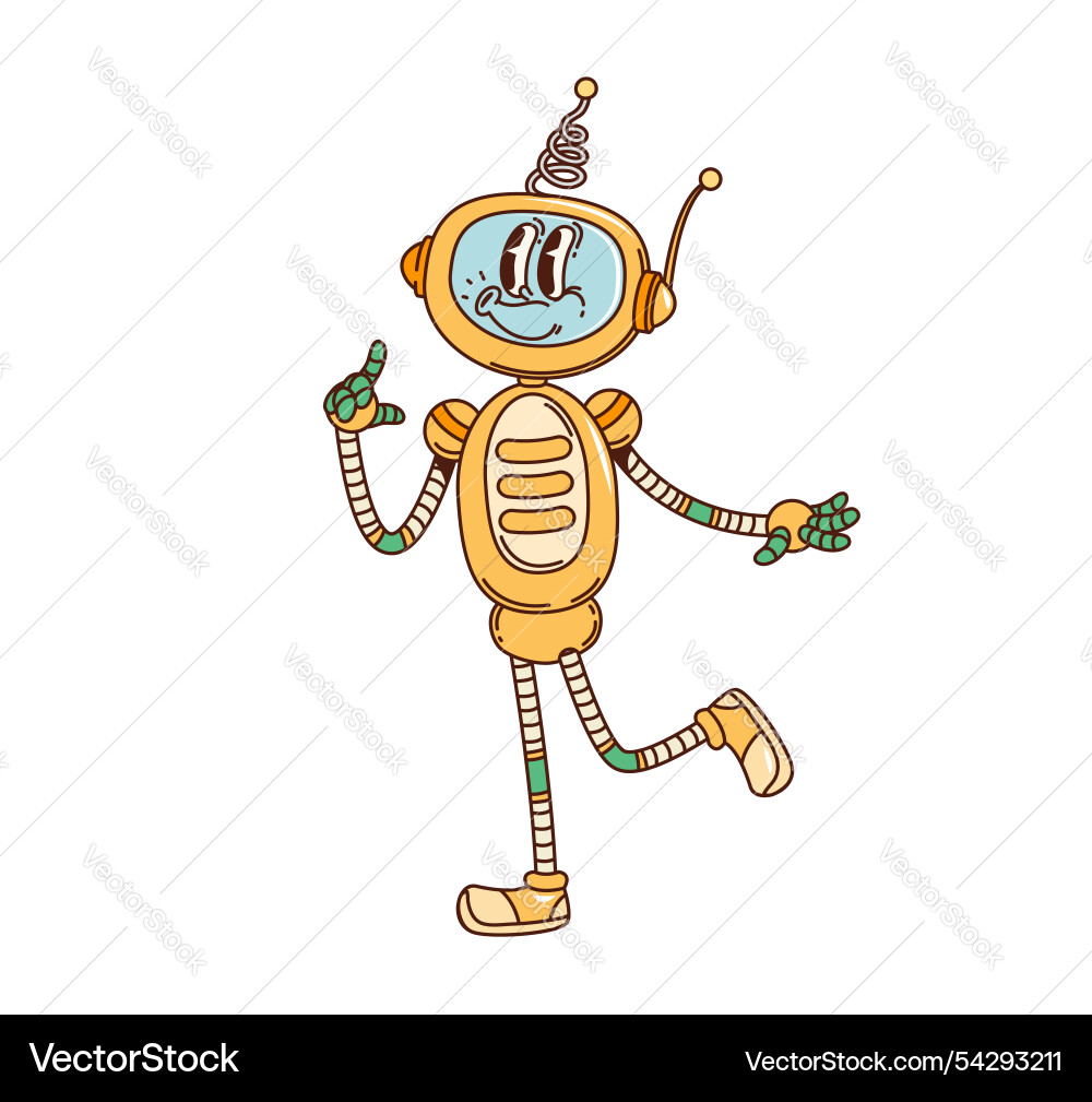 Retro Robot Character - Funky & Groovy vector image