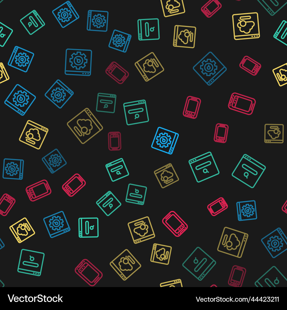 Set line browser setting search engine cloud Set line browser setting search engine cloud vector image