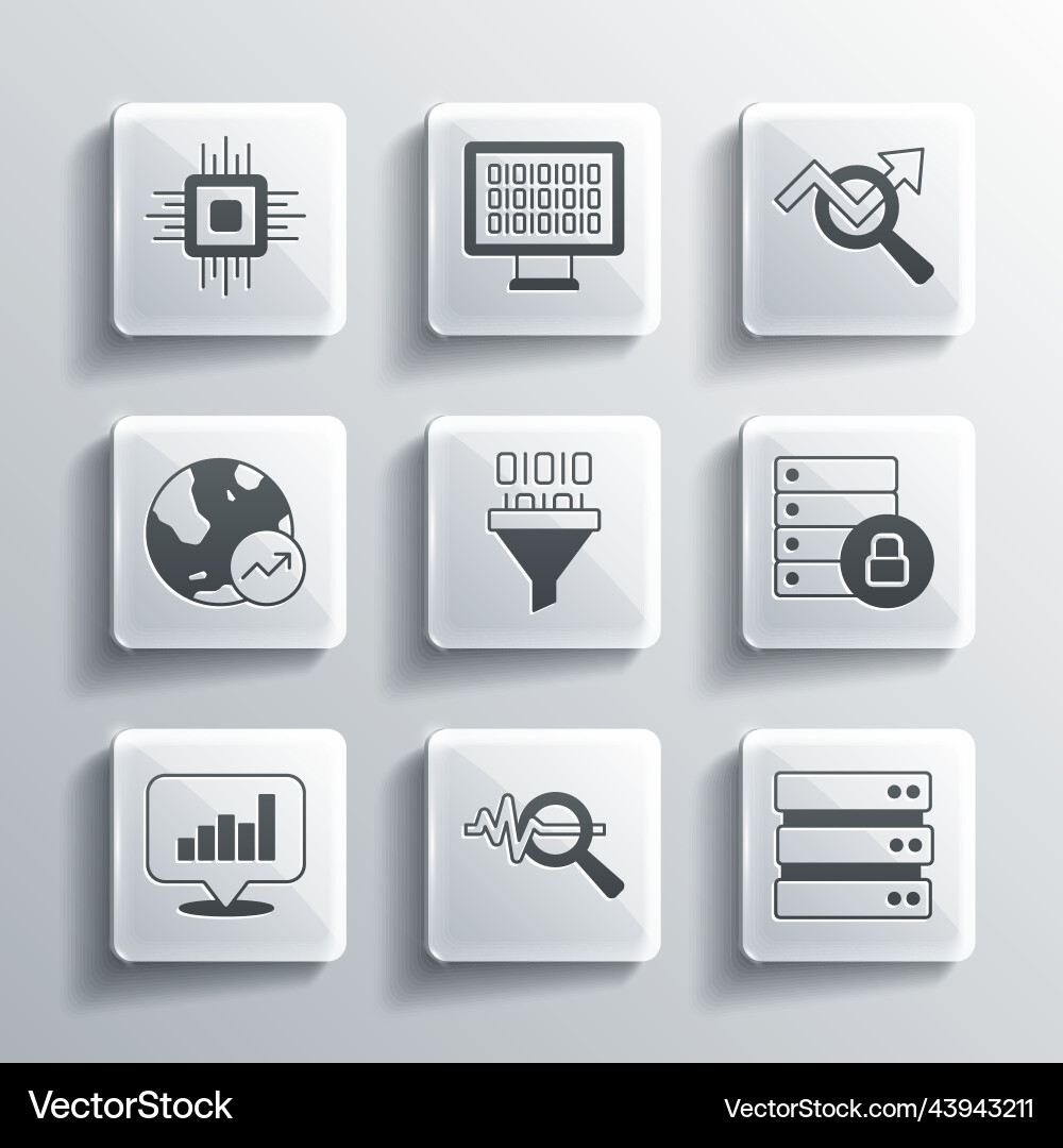Set search data analysis server security Set search data analysis server security vector image