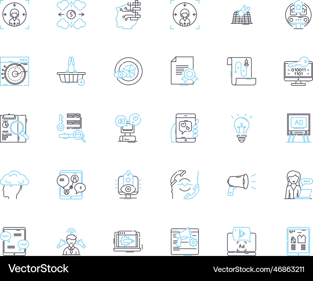 Social creation linear icons set collaboration Social creation linear icons set collaboration vector image