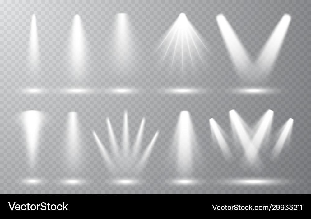 Spotlight set collection on transparent background Spotlight set collection on transparent background vector image