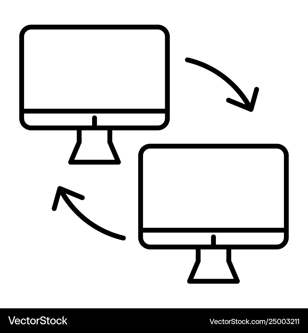 Two computer with arrows thin line icon Two computer with arrows thin line icon vector image