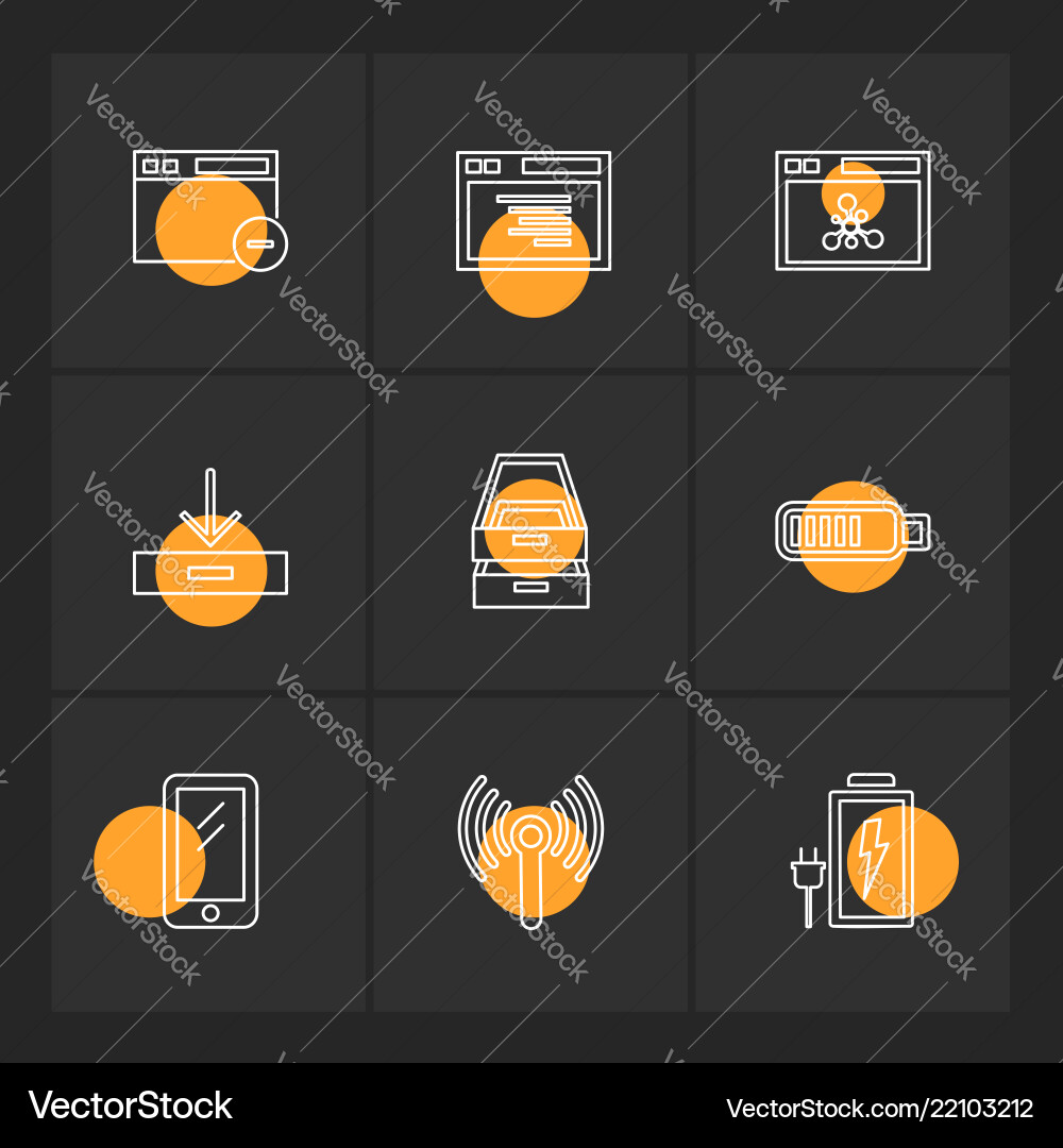 Battery wifi network infrared signals web vector image