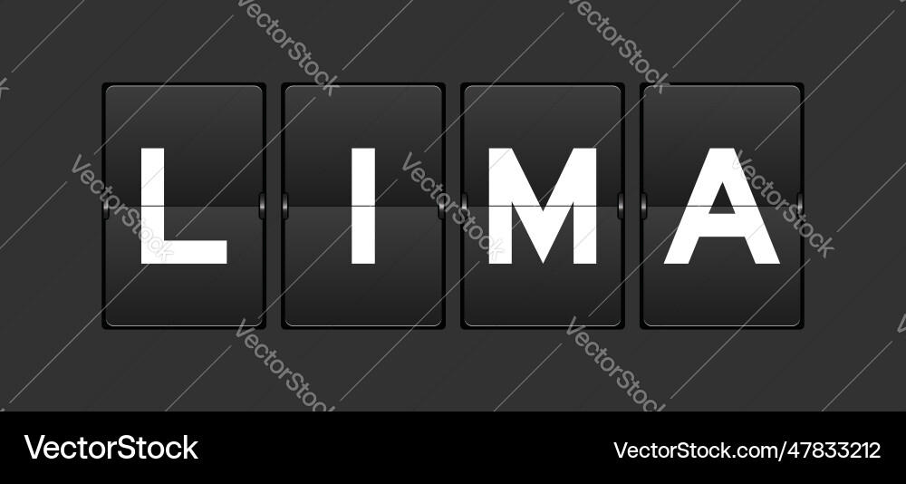 Black color analog flip board with word lima Vector Image