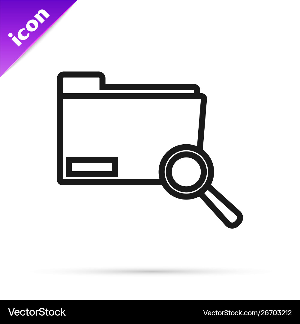 Black line search concept with folder icon Black line search concept with folder icon vector image
