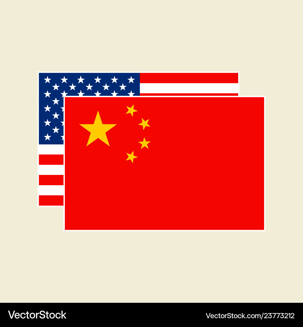 China and usa flags set China and usa flags set vector image