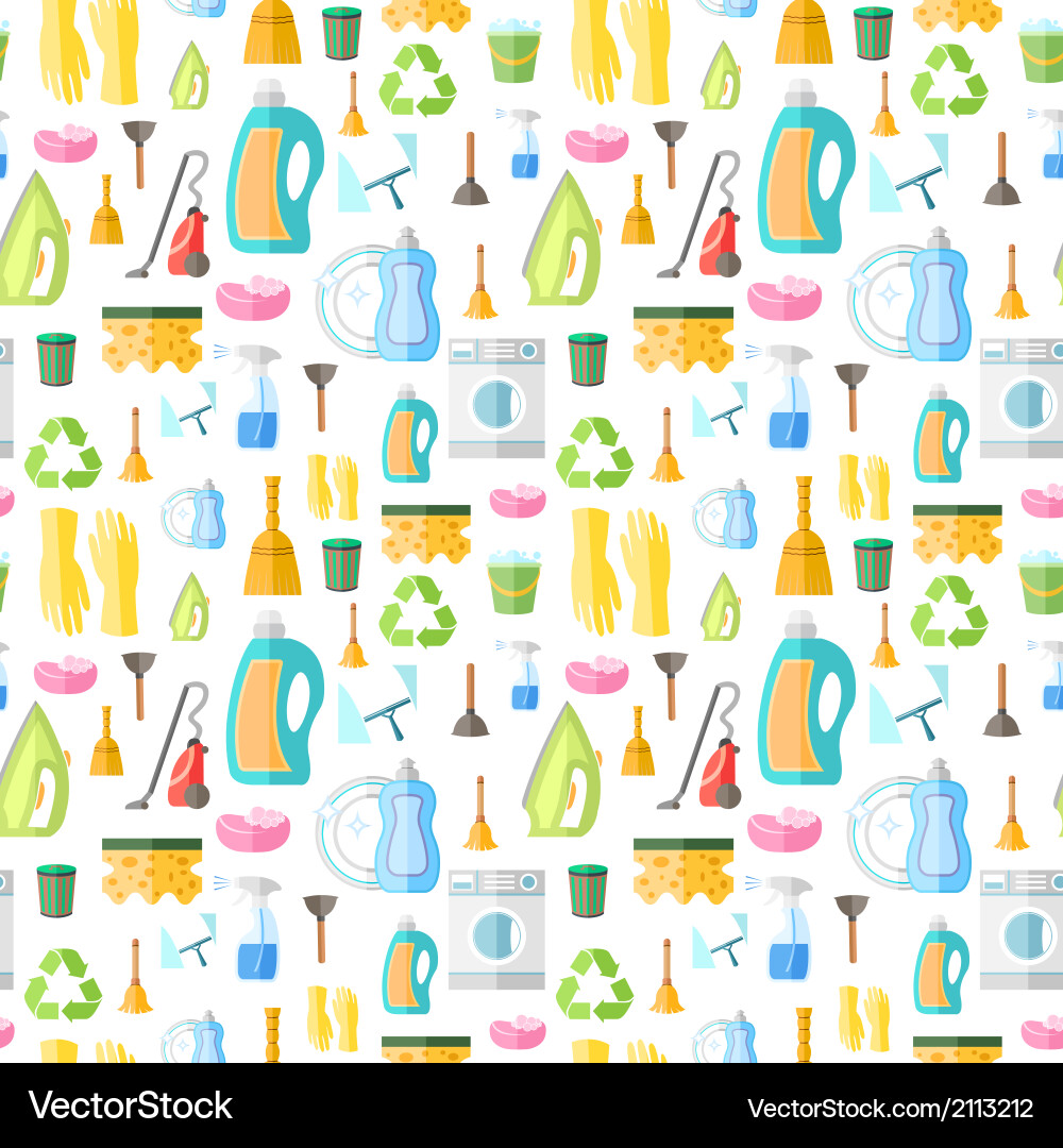 Cleaning Icons Pattern - Seamless vector image