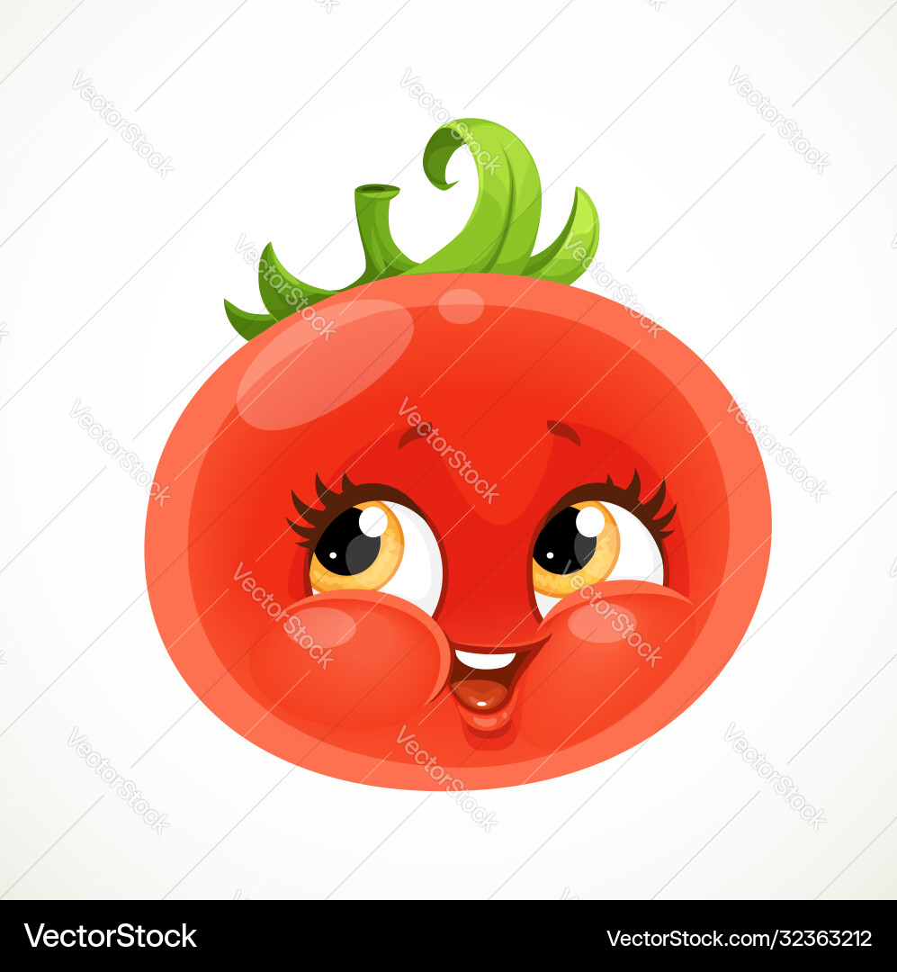 Cute emoji red ripe juicy tomato isolated Cute emoji red ripe juicy tomato isolated vector image