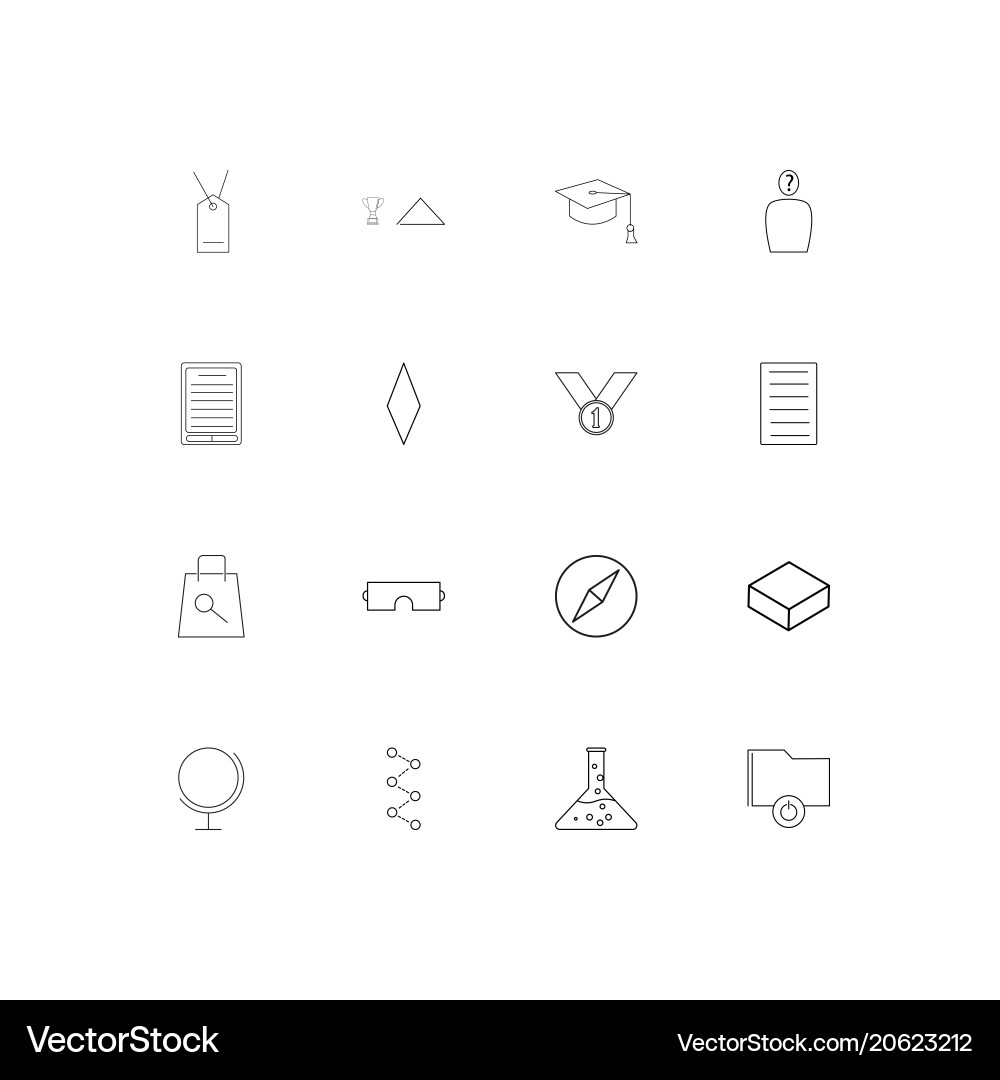 Education and science simple linear icons set vector image