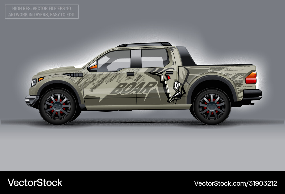 Evil Boar SUV Wrap Template vector image