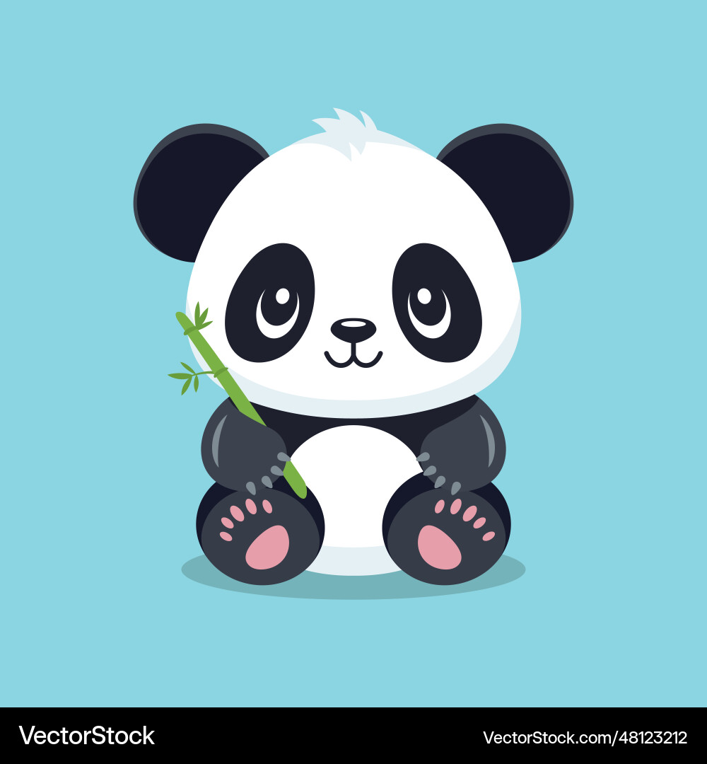 Flat cute cartoon panda character Flat cute cartoon panda character vector image