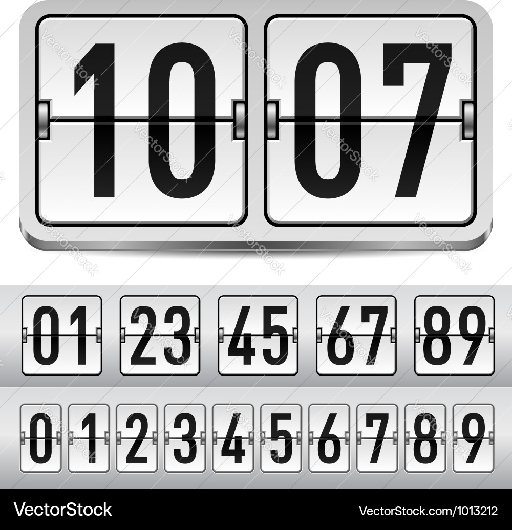 Numbers of gray mechanical panel for design vector image