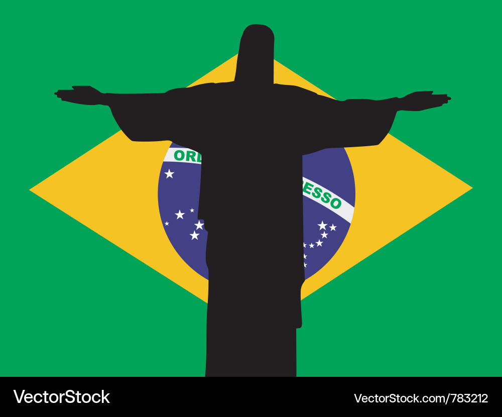 Rio de Janeiro Silhouette auf Flagge Vektorbild