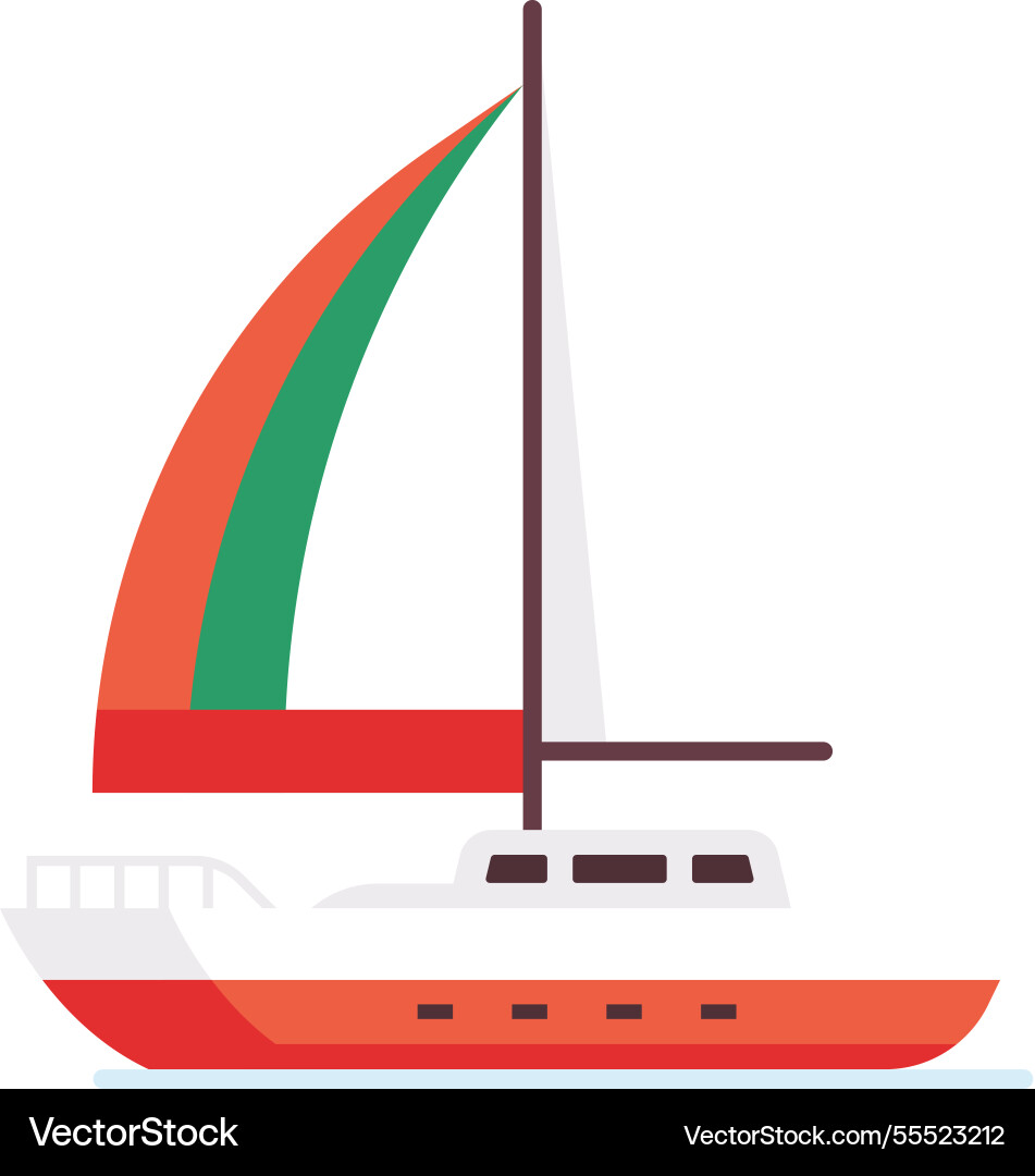 Segelboot Segeln auf Wasser mit einem bunten Segelboot Segeln auf Wasser mit einem bunten vektorbild