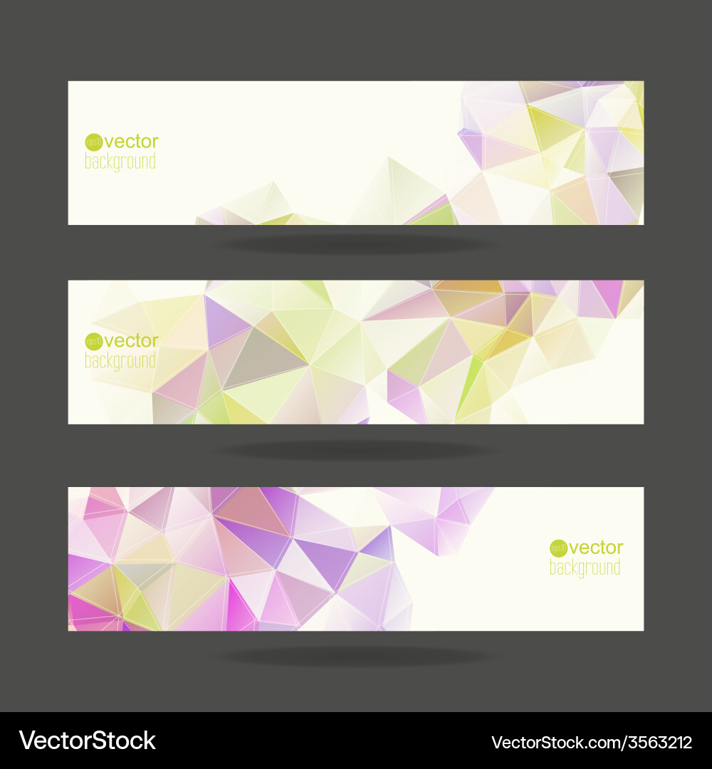 Set of banners with triangles and polygon mesh vector image