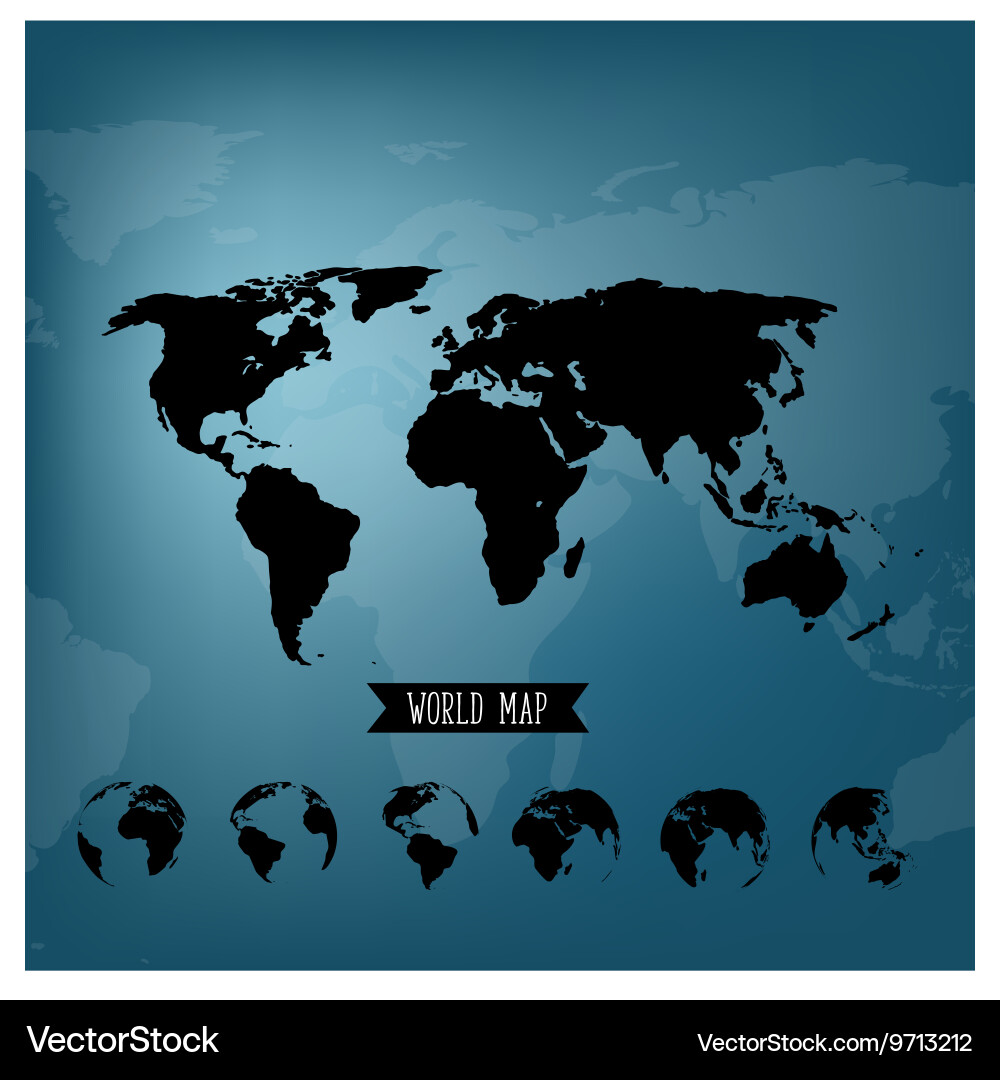 Set of world globe and map Vector Image