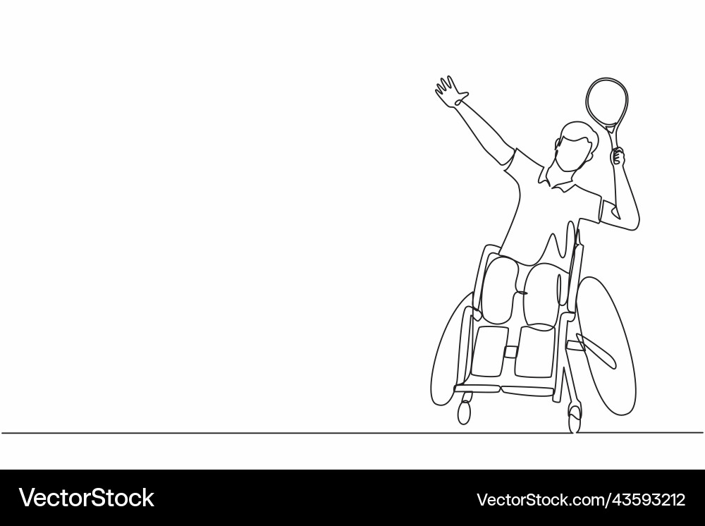 Single continuous line drawing badminton player Single continuous line drawing badminton player vector image
