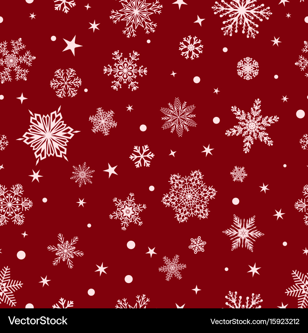 Snowflake Pattern - Red & White vector image