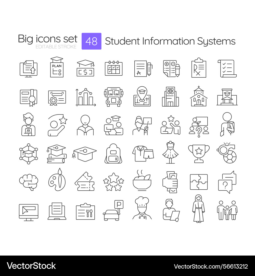 Student information systems line icons set Student information systems line icons set vector image