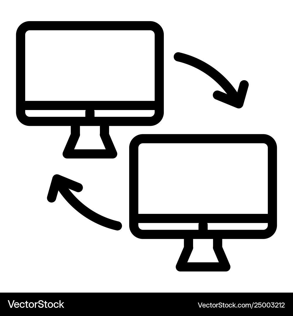 Two computer with arrows line icon Two computer with arrows line icon vector image