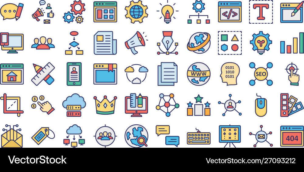 Web and optimization isolated icons set vector image
