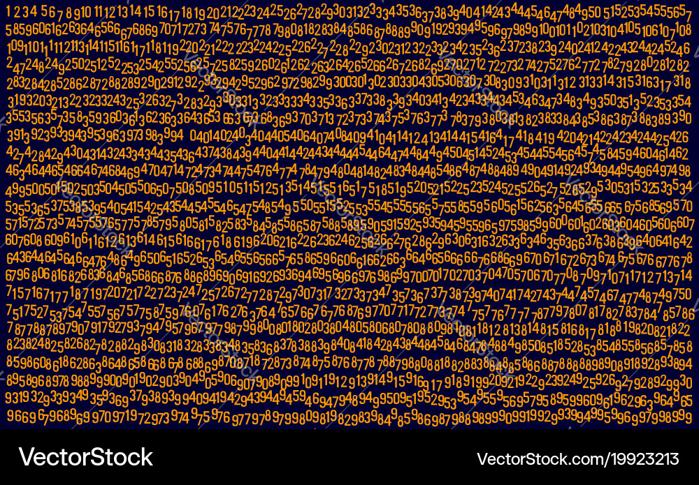 999 digits numbers abstract orange background Vector Image