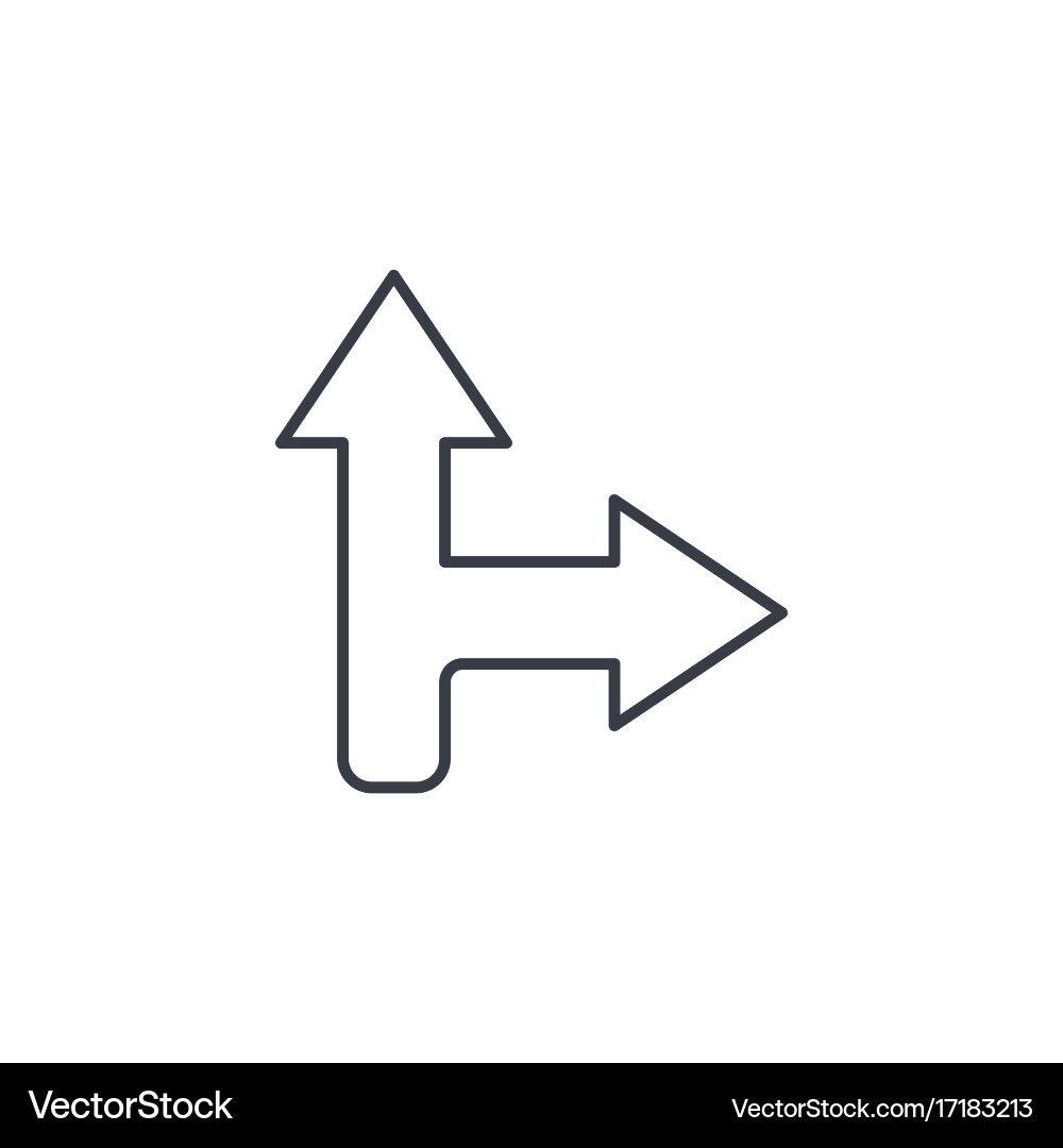 Arrow cross turn right thin line icon linear Vector Image