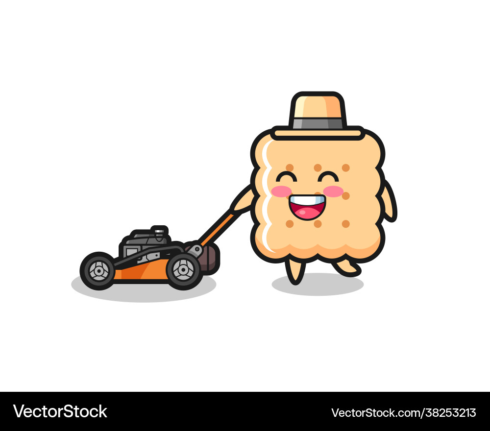 Cracker character using lawn mower Cracker character using lawn mower vector image