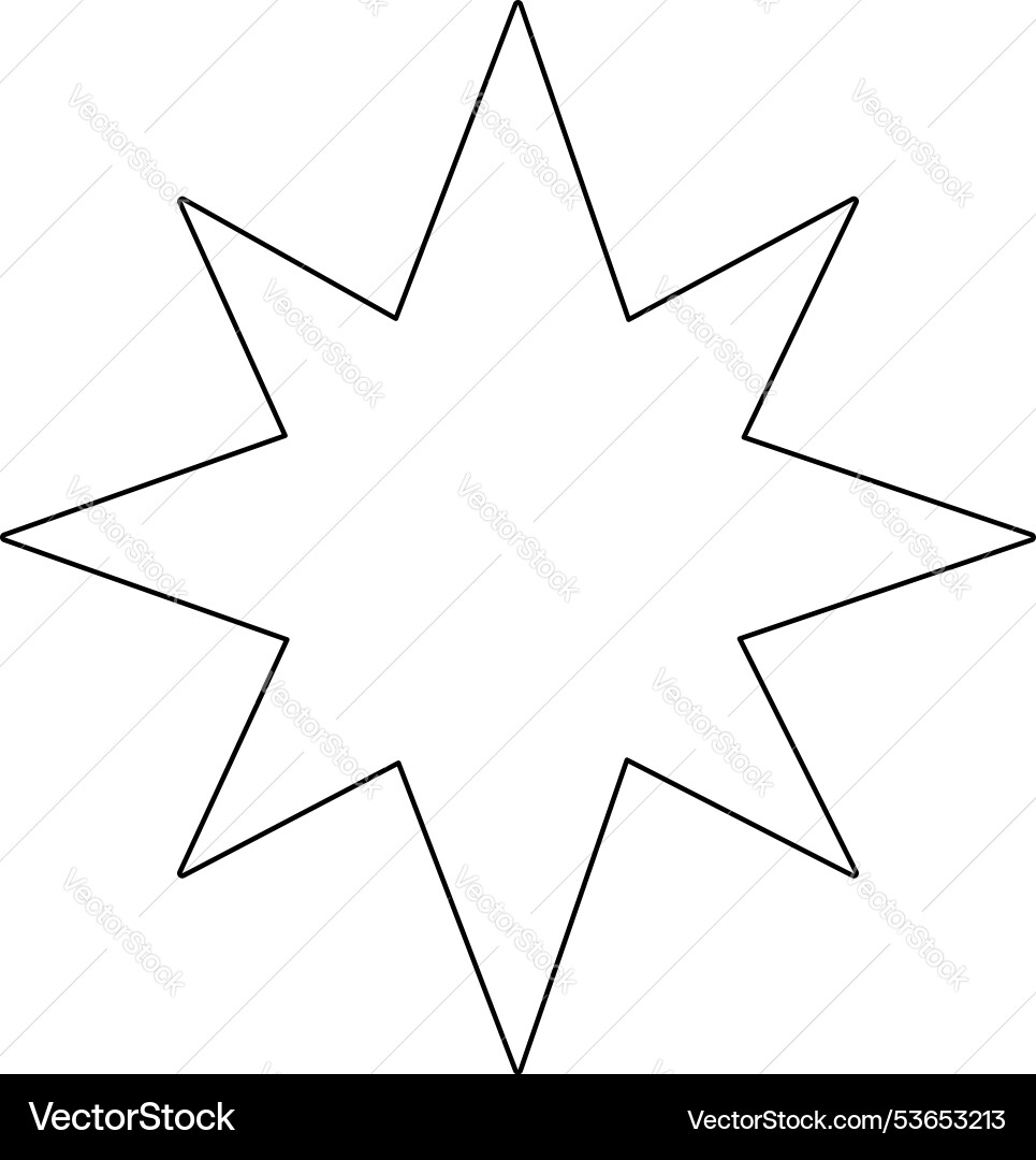 Eight-pointed star sketch - linear image vector image