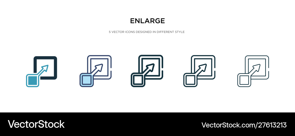 Enlarge icon in different style two colored vector image