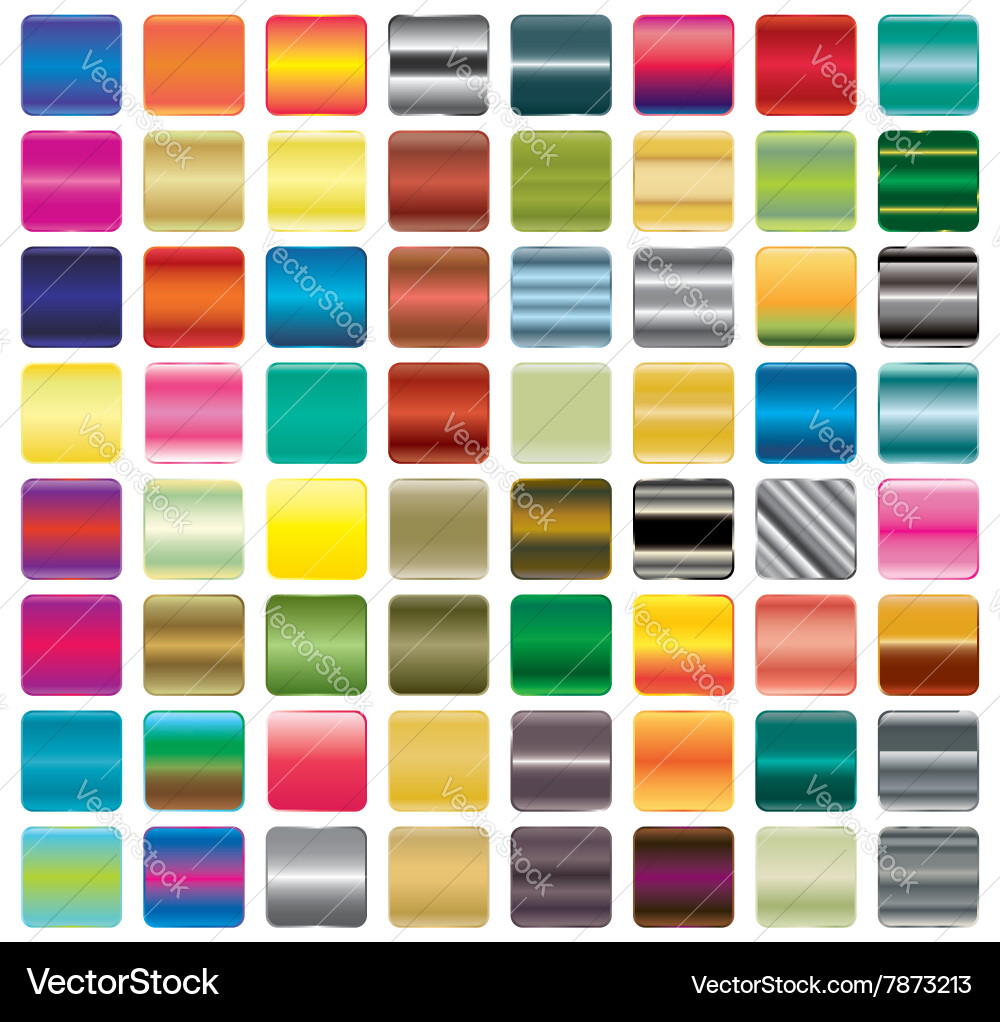 Gradient Button Icons - Metallic & Neon Vector Image