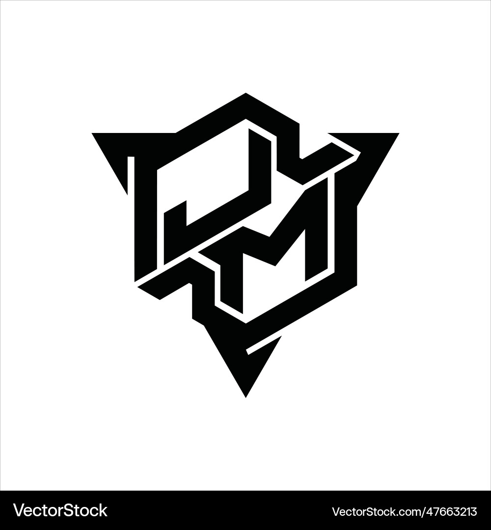 Jm logo monogram hexagon shape with triangle vector image