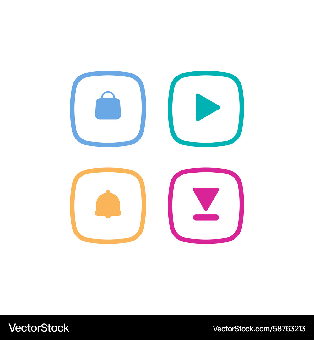 Modern Square Web Icons - Action Buttons Vector Image