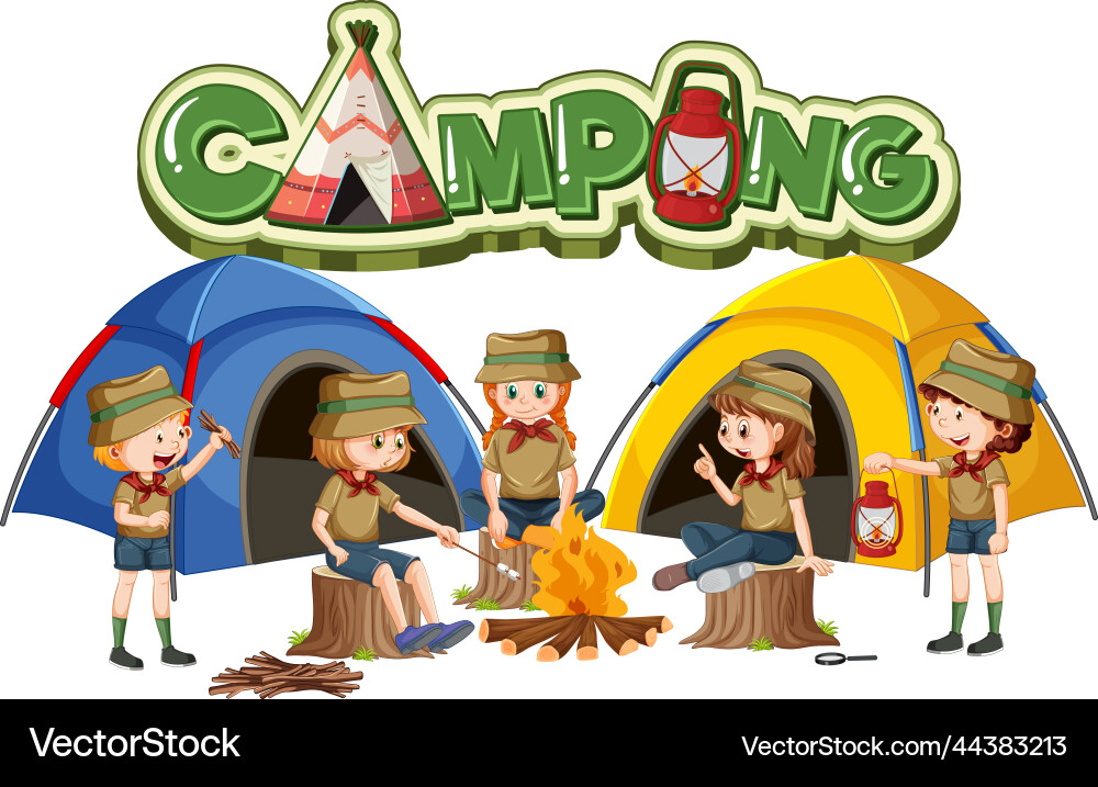 Outdoor-Camping mit Pfadfindern Outdoor-Camping mit Pfadfindern vektorbild