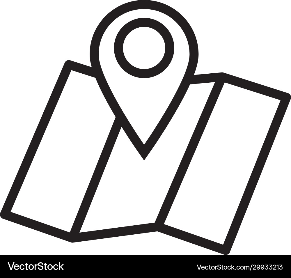 Paper map guide with pin location line style icon Paper map guide with pin location line style icon vector image