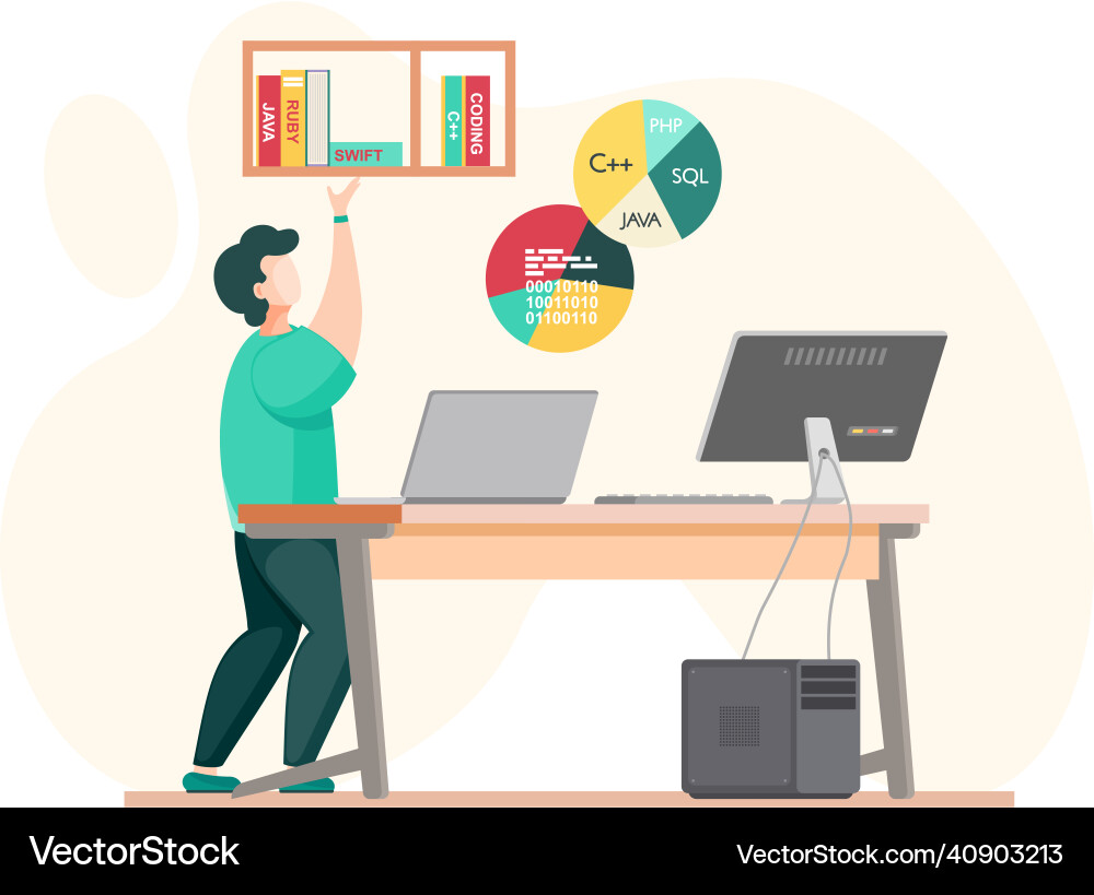 Programmer engineering and coding Programmer engineering and coding vector image