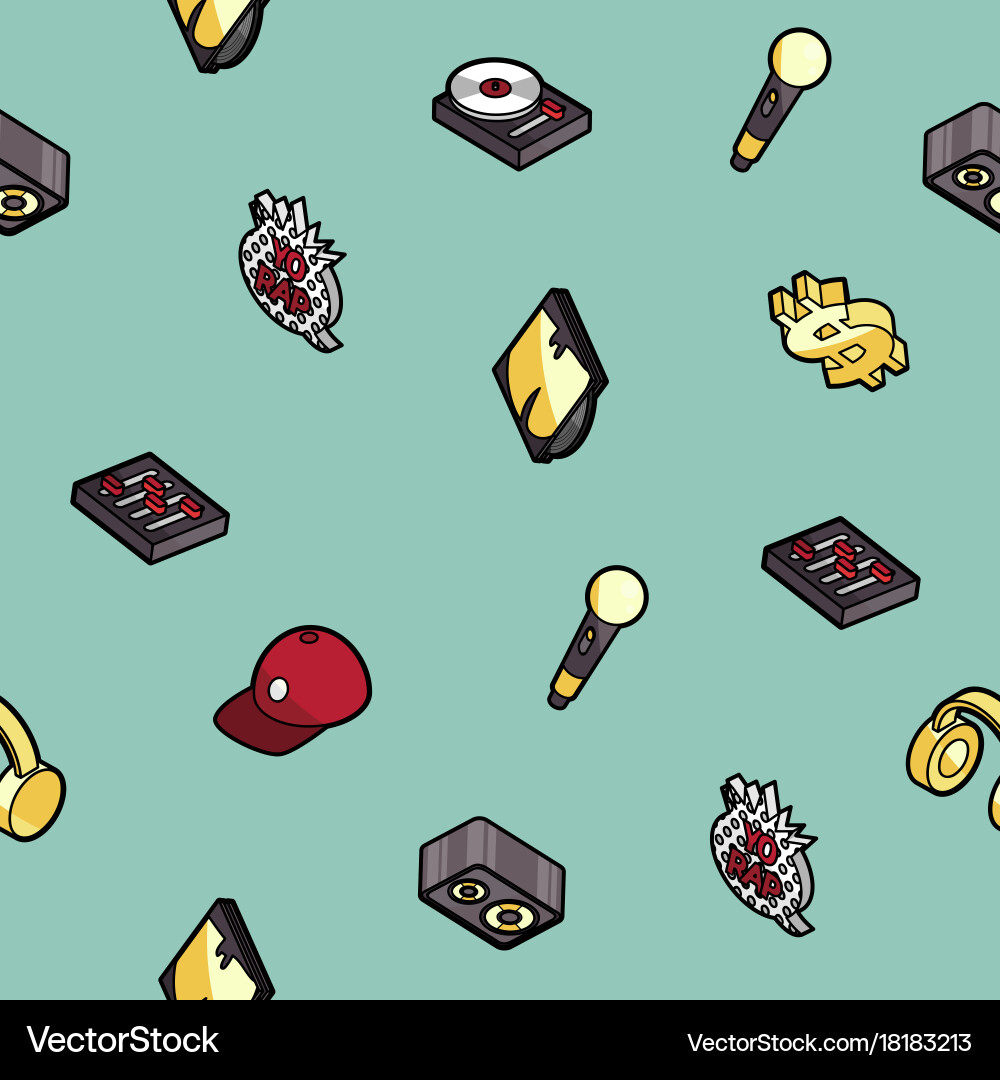 Rap color outline isometric pattern vector image