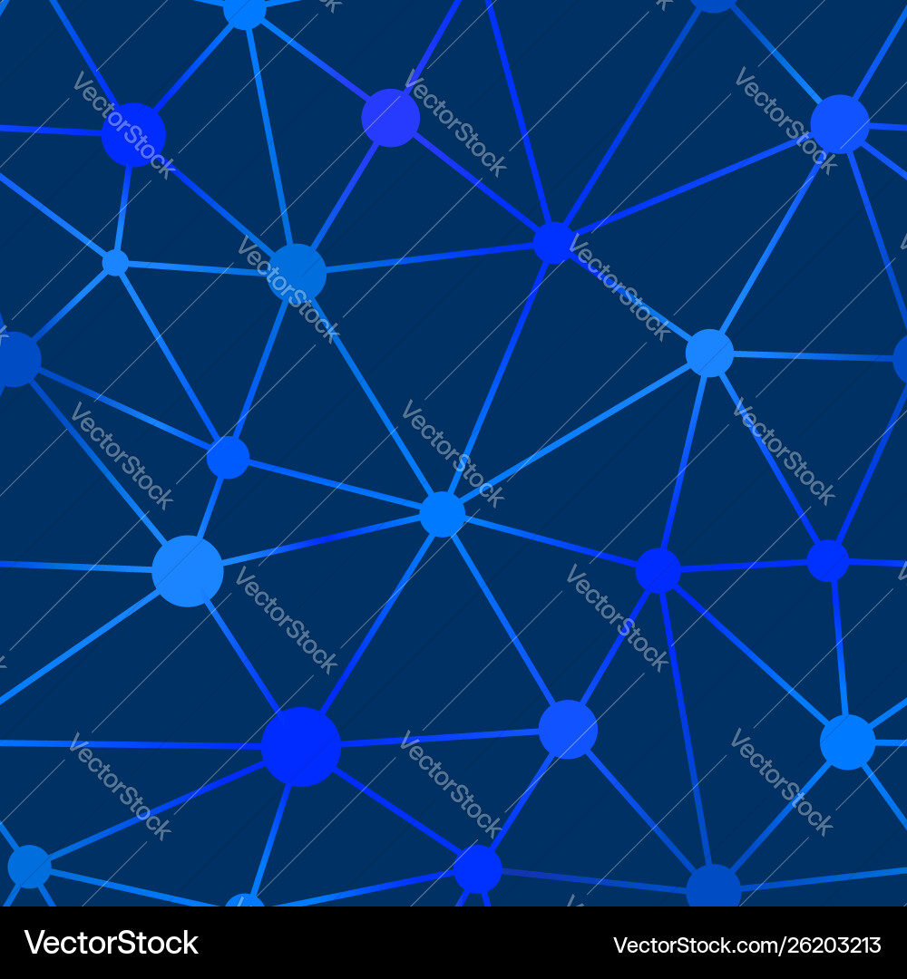 Seamless blue net with dots and lines irregular vector image