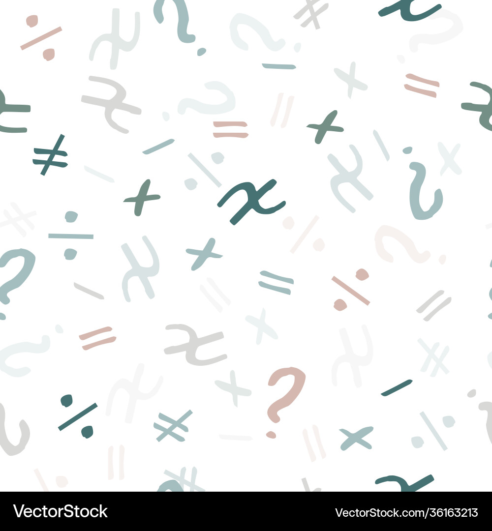 Seamless multicolour mathematical symbol pattern Seamless multicolour mathematical symbol pattern Vector Image