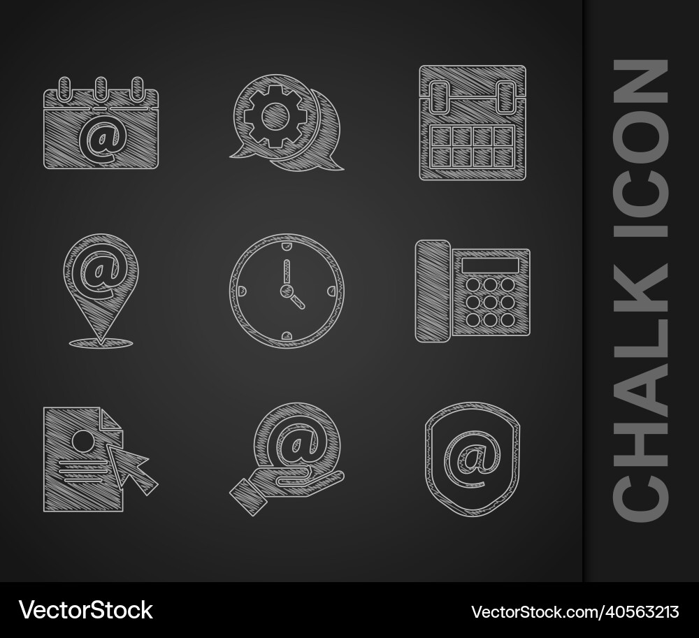 Set clock mail and e-mail in hand shield Set clock mail and e-mail in hand shield vector image